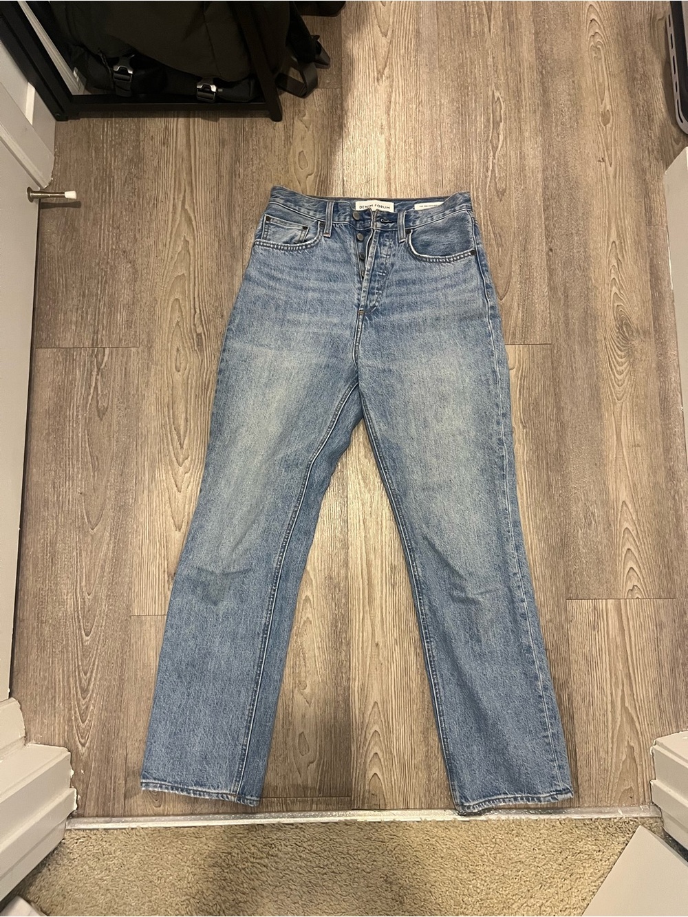 Denim Forum Straight Leg Jeans in Light Blue